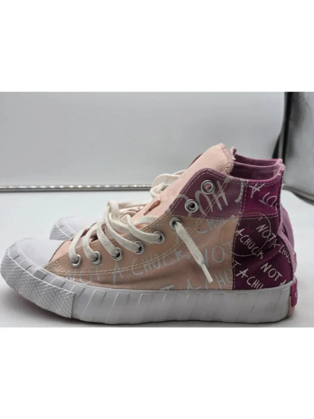 Converse Not A Chuck Shoes Kids Size 7 Pink Canvas High Top Sneakers 272574C